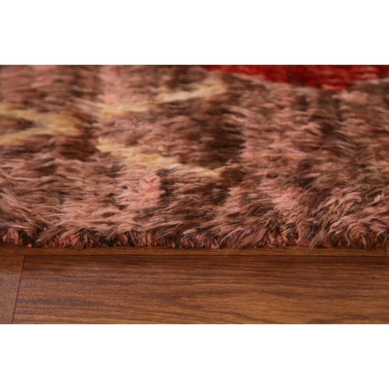 Hand Knotted Oriental 100% Wool Carpet Modern Tribal Pink Moroccan Area Rug - 7' 9'' X 5' 4''