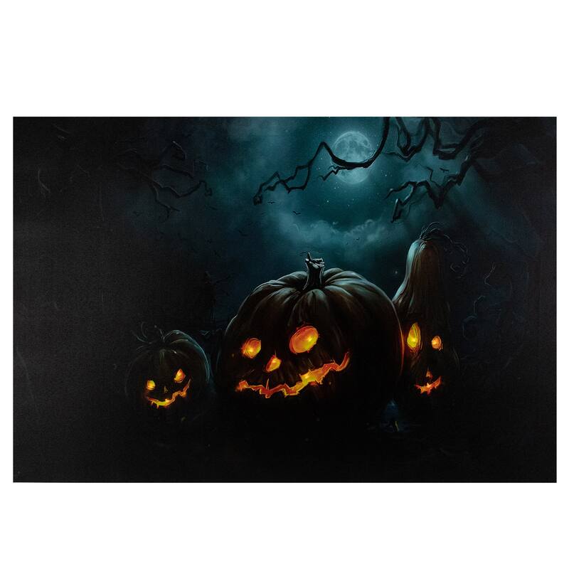 LED Lighted Spooky Halloween Jack-O-Lanterns Canvas Wall Art 23.5" x 15.75"