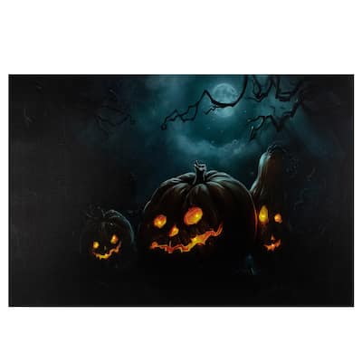 LED Lighted Spooky Halloween Jack-O-Lanterns Canvas Wall Art 23.5" x 15.75"