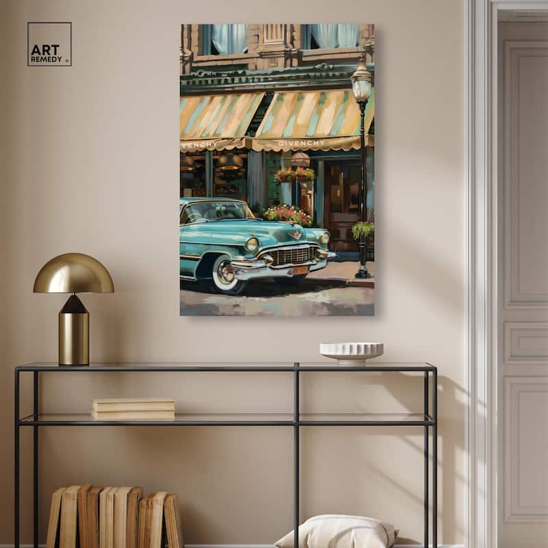 Classic Car Store Visit II Canvas by Art Remedy, Gallery Wrapped
