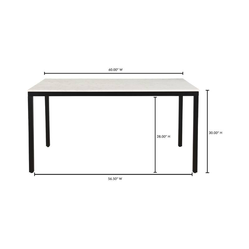Aurelle Home Pariso Modern White Marble-Top Table - 60" W x 30" H x 36" D