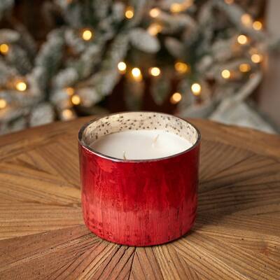 Cranberry Woods Soy Wax Christmas Candle with Glass Holder - 4" - Red
