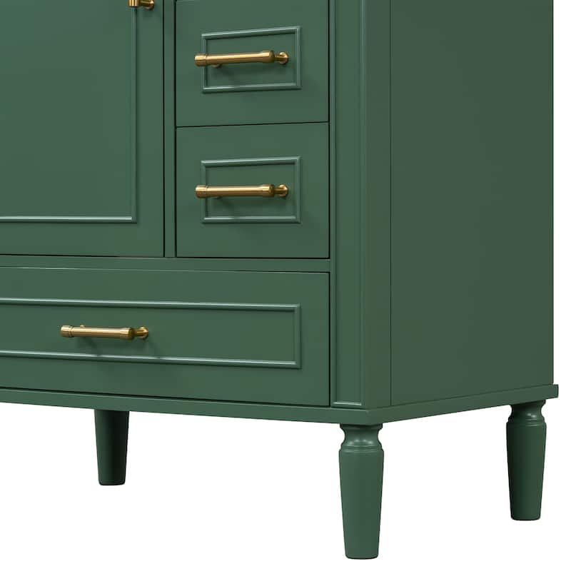 GDFStudio - Asa Wood & Ceramic 30" Bathroom Vanity with Sink, Soft-Close Door & Multiple Drawers