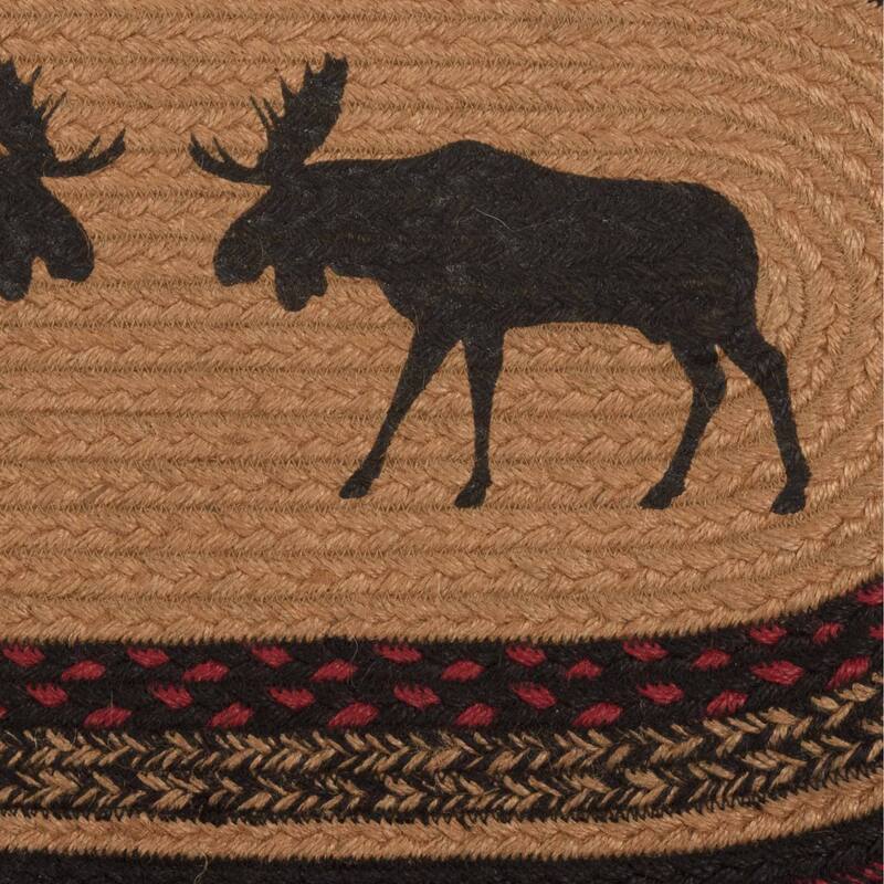 Cumberland Stenciled Moose Jute Rug Oval w/ Pad 20x30 - 20" x 30" Oval