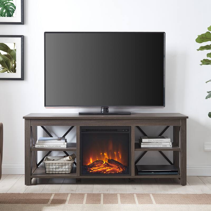 Sawyer TV Stand with Log Fireplace Insert