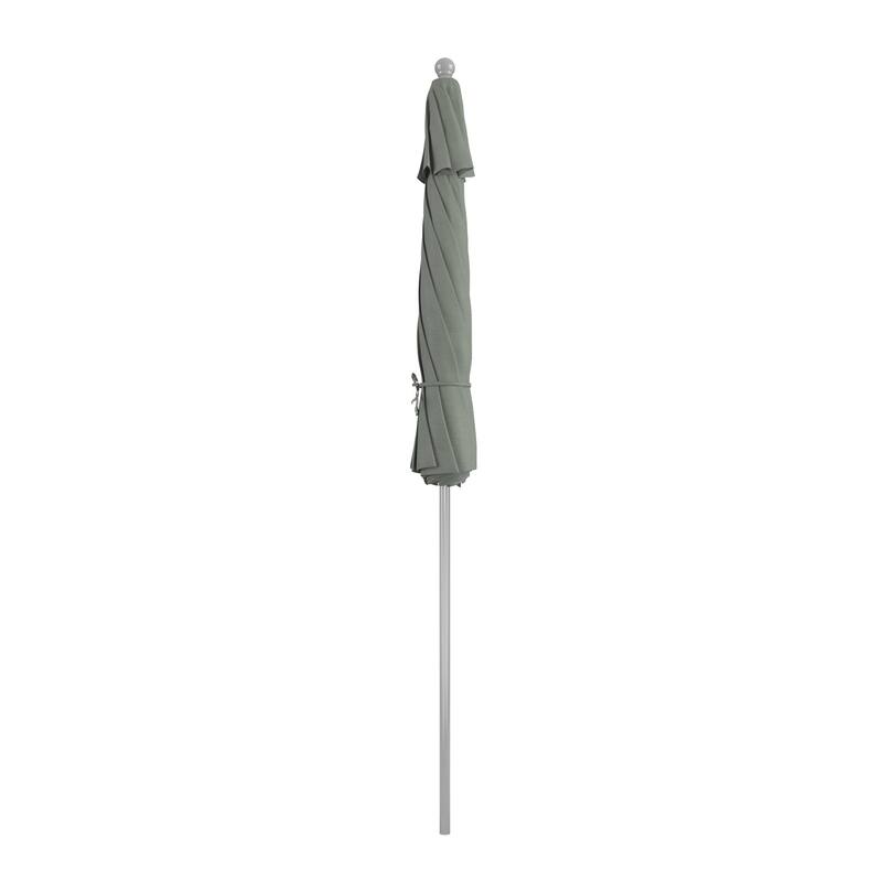 California Umbrella 9' Rd. Aluminum Frame, Fiberglass Rib Patio Umbrella, Push Open,Anodized Silver Finish, Sunbrella Fabric