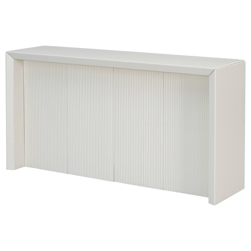 59" Wood Veneer Simple Entryway Table with Wavy Design