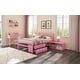 preview thumbnail 13 of 13, Full Size Wood Platform Bed with Removable Shelves, 2-Storage Drawers, Pink