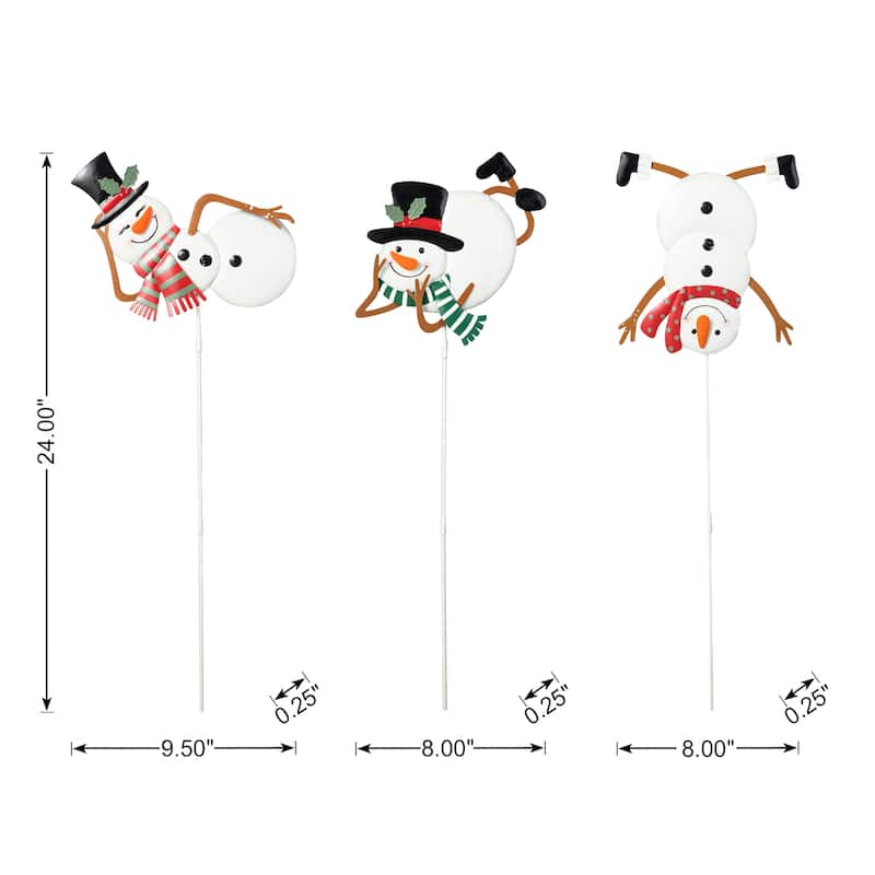 Glitzhome Christmas Snowman Gauge Yard Stake Wall Decor