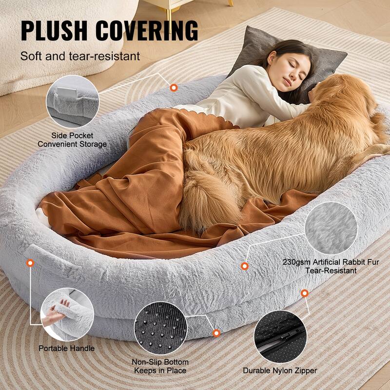 Human Dog Bed for Adult for You and Pet Light Grey