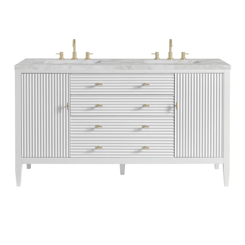 James Martin Vanities 485-V60D-3VSL Myrrin 60" Double Basin Wood - Bright White - Painted