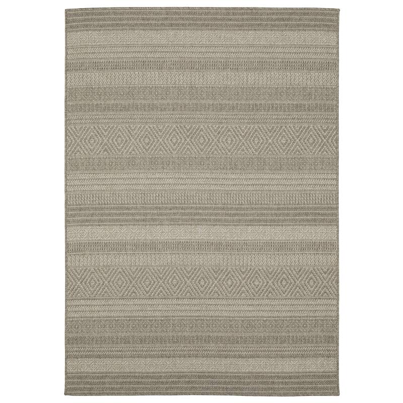 Style Haven Calayan Woven Stripe Grey Ultimate Performance Area Rug~ - 3'3" x 5'