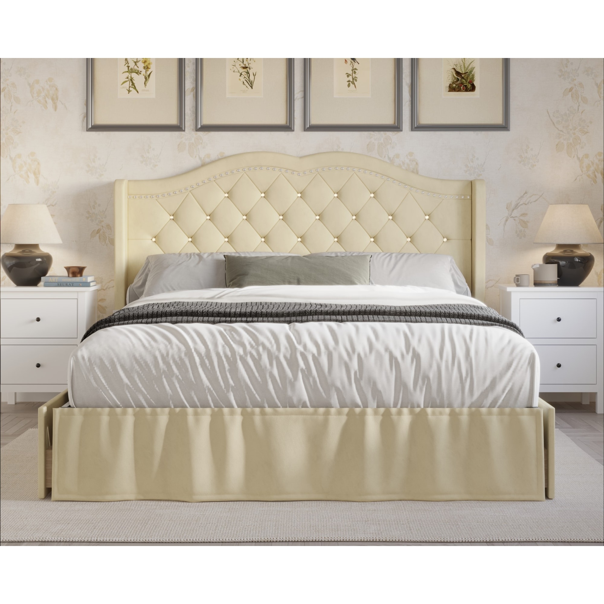 Martha Tufted Upholstered Storage Panel Bed