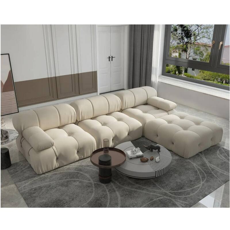 Convertible Modular Sectional Sofa with Ottomans