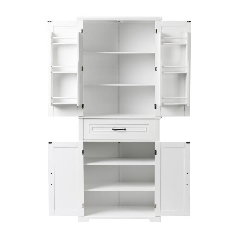 Tall Bathroom Storage Cabinet, Freestanding Storage Cabinet with Drawer and Adjustable Shelf