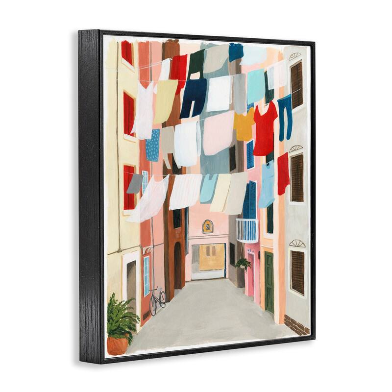 Stupell Colorful Laundry Day Clothes Line Between Apartments Framed Art, 11 x 14, Design By Artist Grace Popp