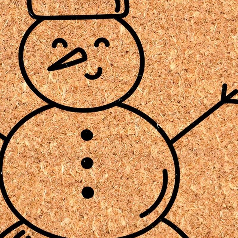 HomeRoots 24" X 36" Brown And Black Christmas Snowman Merry Christmas Outdoor Coir Door Mat - 24.00' X '36.00