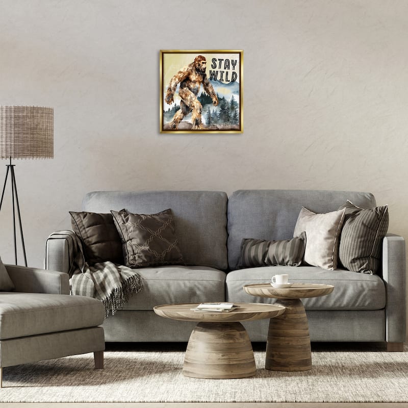 Stupell Stay Wild with Mythical Monster Framed Floater Canvas Wall Art Design By Nicole DeCamp