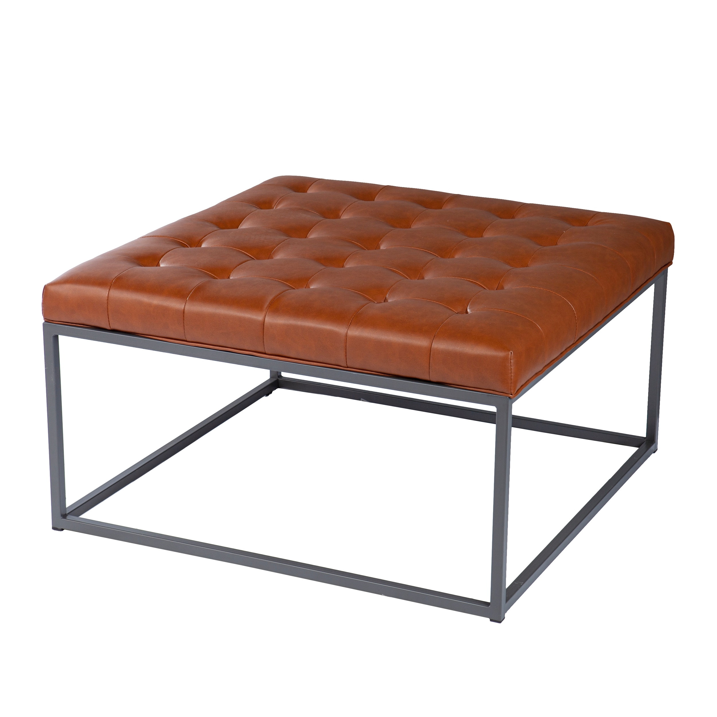 Strick & bolton healy hot sale leather tufted ottoman
