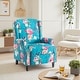 preview thumbnail 1 of 91, Linen Manual Upholstered Recliner with Wood Legs PEACOCK BLUE