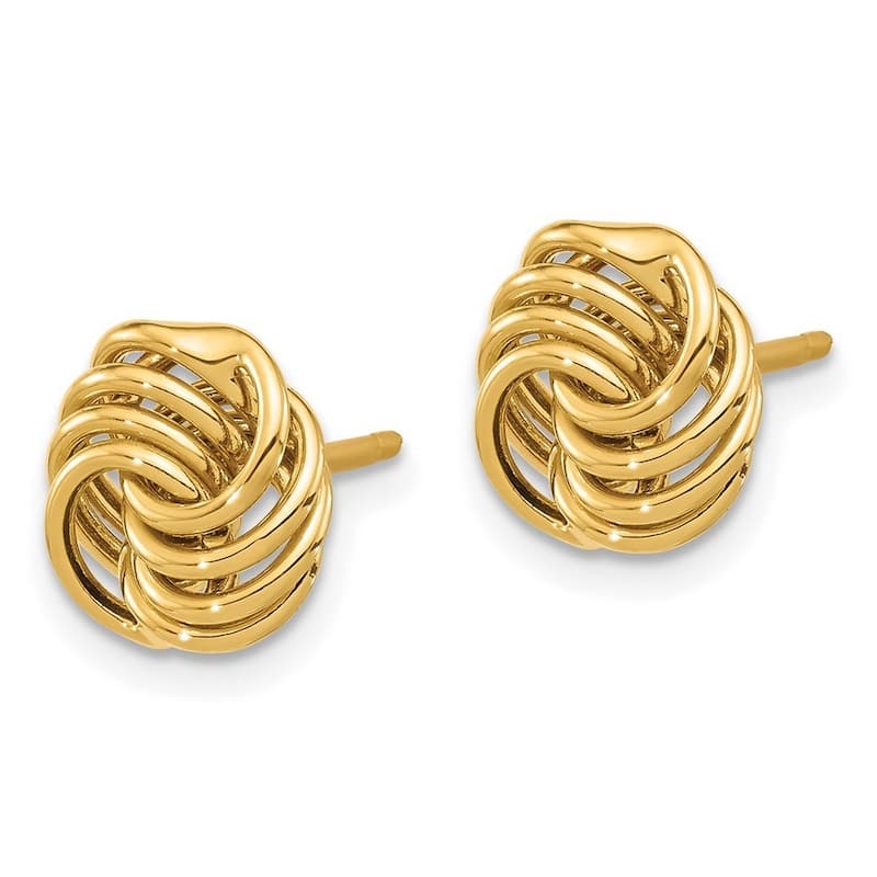Curata 14k Yellow Gold Polished 9.8x9.8mm Love Knot Post Earrings