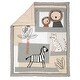 preview thumbnail 3 of 8, Lambs & Ivy Patchwork Jungle Animals 6-Piece Gray Nursery Baby Crib Bedding Set