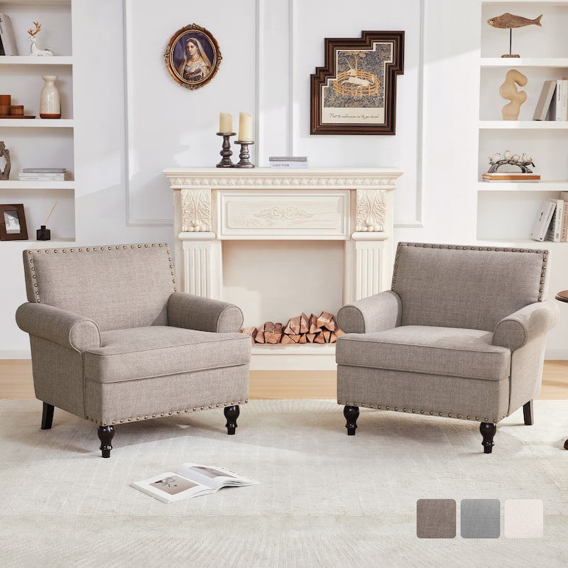 Huimo Modern Nailhead Accent Chair Arm Chairs Set of 2