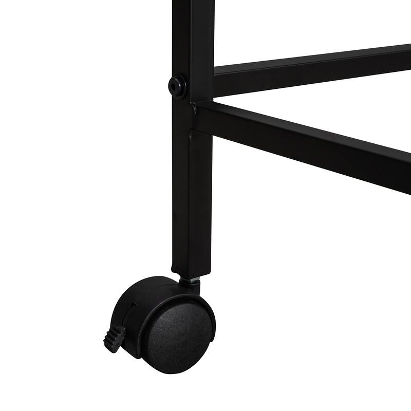 Black Twin Size Metal Loft Bed with Desk and Shelves for Kids