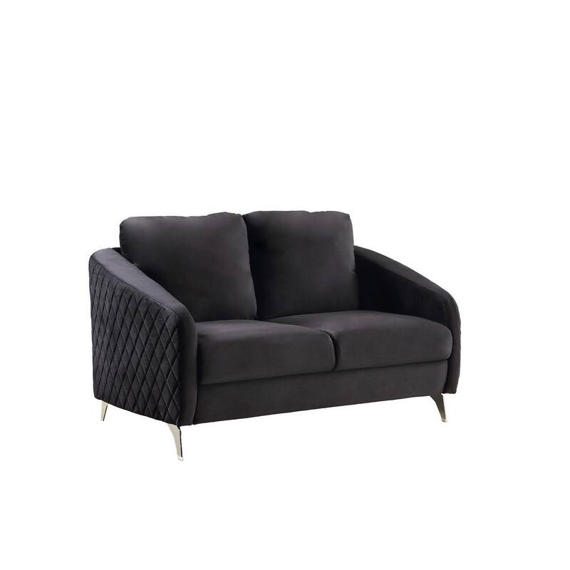 55" Gray Velvet Modern Chic Loveseat Couch - Black