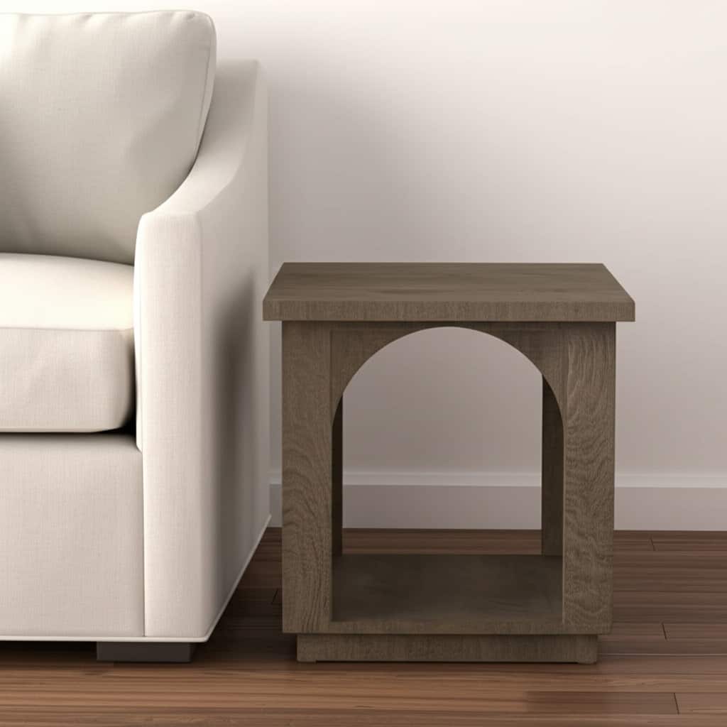 HomeRoots 24" Brown Distressed Solid Wood Square Floor Shelf End Table - 23 in. x 23.5 in. x 23 in.