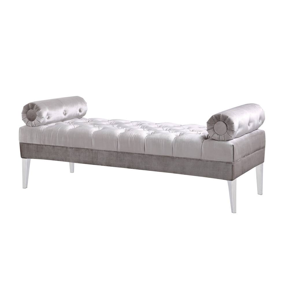 Uptown Club Cape Grey Velvet Upholstered Living Room Bench
