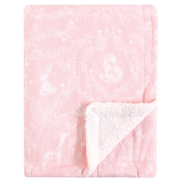 slide 1 of 1, Yoga Sprout Baby Girl Mink and Faux Shearling Plush Blanket, Lace Garden, One Size - Lace Garden - One Size One Size - Lace Garden