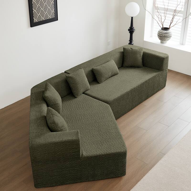 127.5'' Modern Minimalist Sectional Cloud Couch With Full Foam Construction for Apartment or Living Room, No Assembly Required