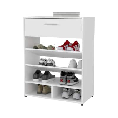 White Shoe Rack with 1-Drawer: A Stylish and Functional Storage Solution