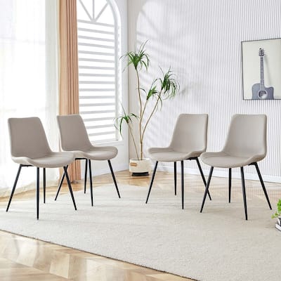 Modern Armless Upholstered Dining Chair with Black Metal Legs (Set of 4/6)