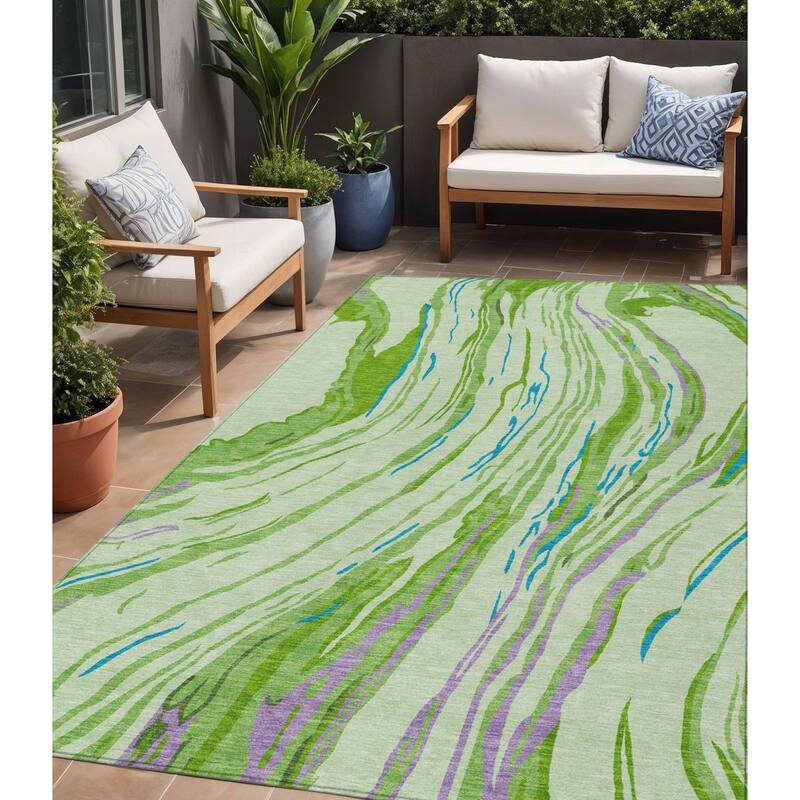 HomeRoots Abstract Transitional Rectangle Outdoor Rug - 5' X 8'