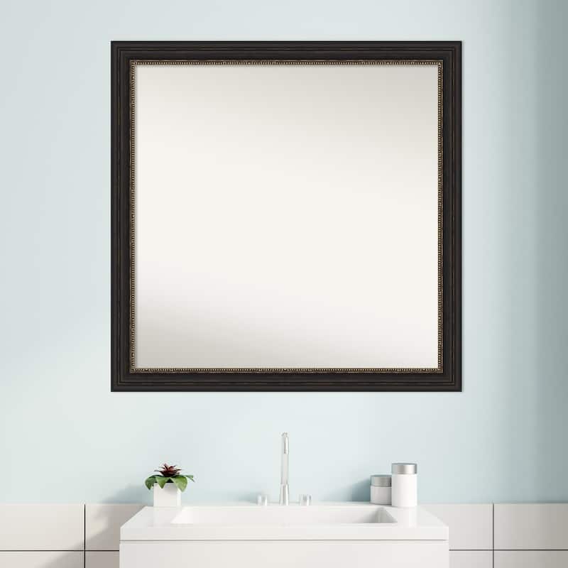 Non-Beveled Bathroom Wall Mirror - Accent Bronze Narrow Frame