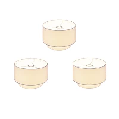 Artiva 10.5"Dia X7"H Premium Double Drum Linen Shade(3 Set) -Off White