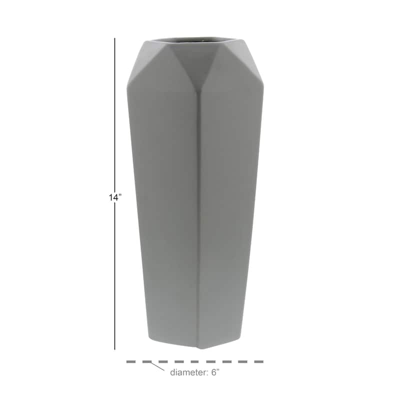 Ceramic Vase - Gray - Roche River Decor - 6"W x 6"L x 14"H