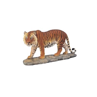 Q-Max 6"H Orange Bengal Tiger Standing on Rock Wild Cat Animal Figurine
