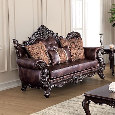 Furniture of America Wasing Traditional Formal Tufted Back Loveseat