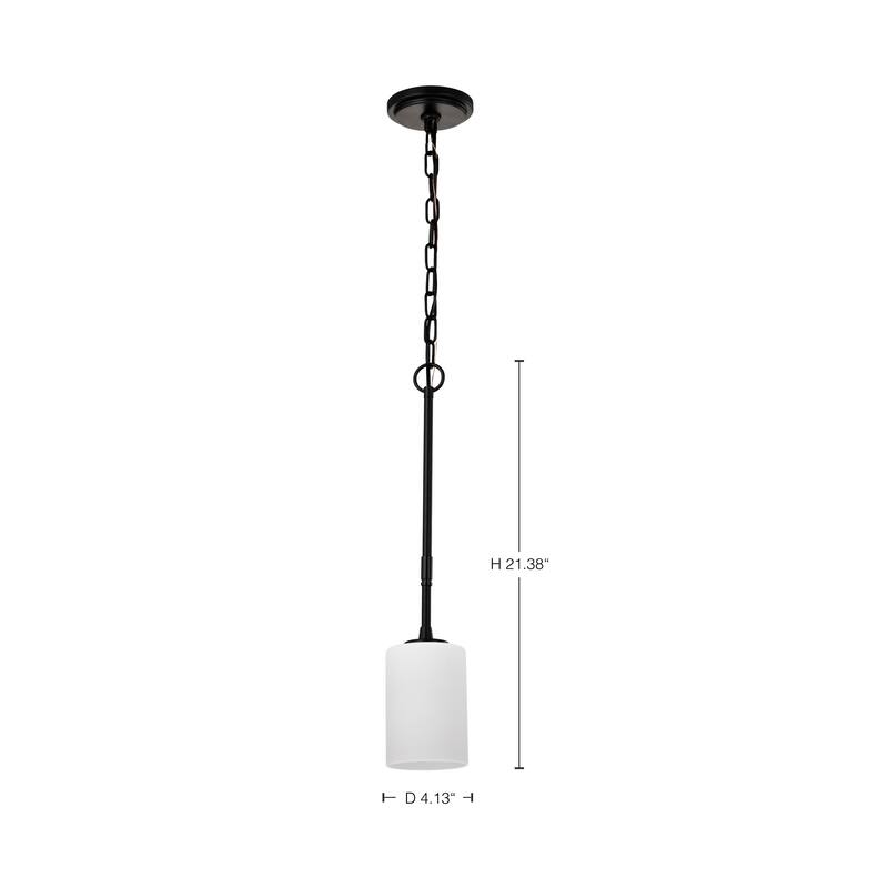Liam 1 Light Mini Pendant Matte Black White Opal Glass - Matte Black