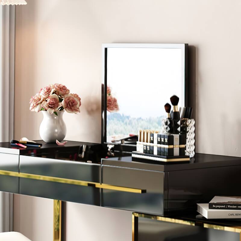 Modern Dresser with Storage and Flip Mirror 4 Drawer Writing Desk
