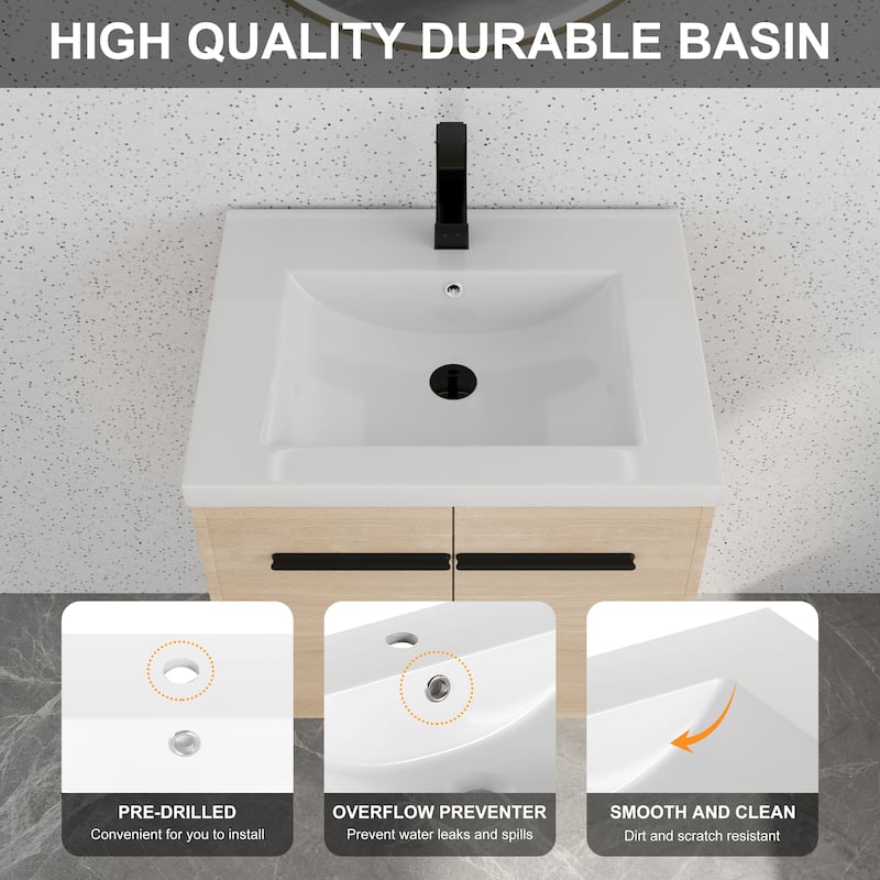 Bathroom Vanity With Sink In 16/20/24/30/36 Inch, Floating Bathroom Vanity With Soft Close Door
