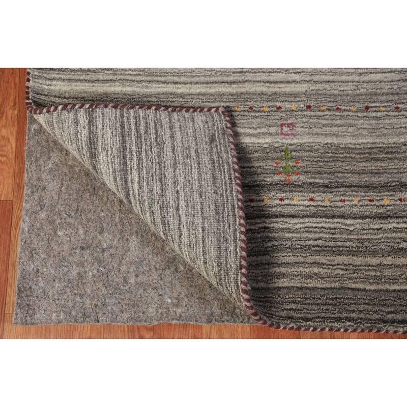 Hand Knotted Oriental 100% Wool Carpet Tribal Tribal Greys & Charcoal Gabbeh Area Rug - 9' 9'' X 8' 2''