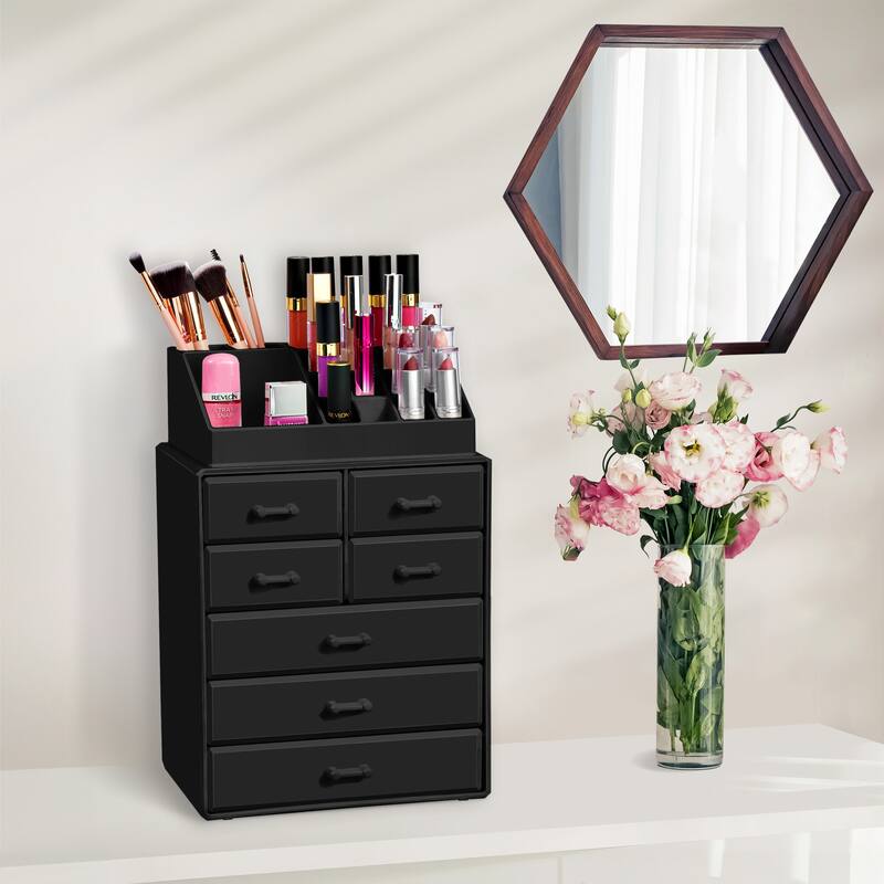 Sorbus Makeup Organizer with Brush Holder and Cosmetic Storage Drawers - 9.25" L x 6.25" W x 14.25" H