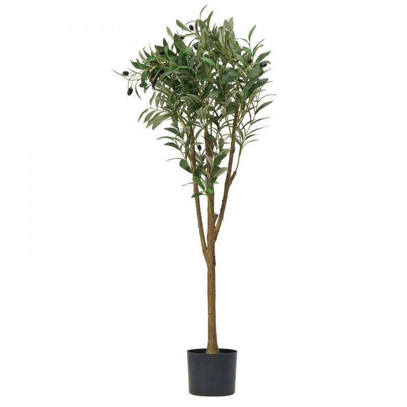 5 ft Artificial Olive Tree with 42 Fruits and 720 Lifelike Leaves Flexible Branches for Home - 28.74 x 28.74 x 60.63 in