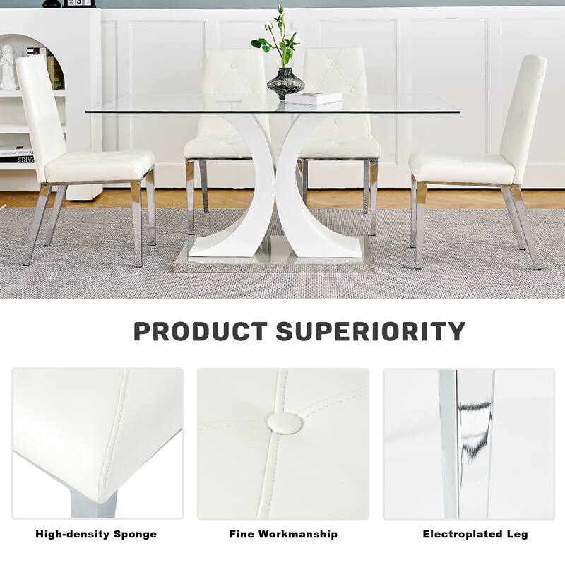Home Furniture Kitchen Breakfast Chairs, Restaurants PU Upholstered Side Chair, Conference Chair with Gold Legs Set of 2