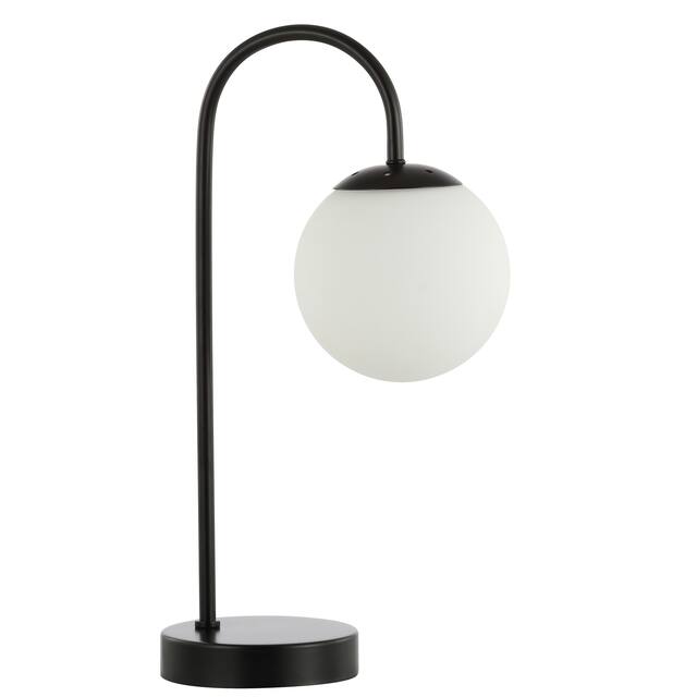 Casi 18.25" Iron/Glass Minimalist Mid-Century Globe LED Table Lamp, Black by JONATHAN Y