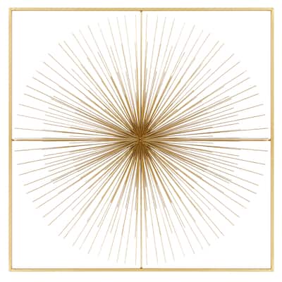Metal Starburst Handmade Large 3D Wall Decor with Square Frame - Gold - CosmoLiving by Cosmopolitan
